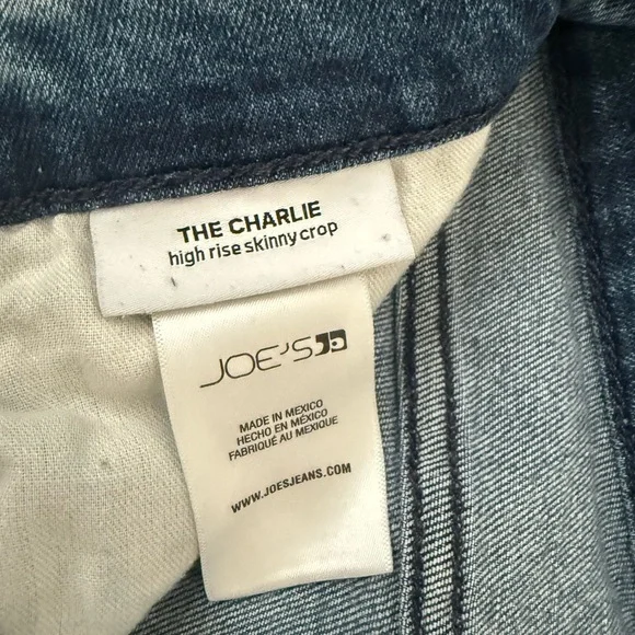 Joe’s Jeans The Charlie High Rise Skinny Crop Denim Size 26 Medium wash distress - Picture 6 of 9